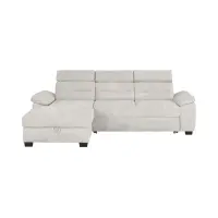 Sofá rinconera izquierda Aguda convertible con arcón beige