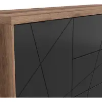 Cómoda Forn 156 cm con puertas y 3 cajones roble delano oscuro/negro mate