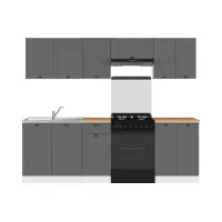 Conjunto de cocina Junona Line 240 cm grafito con encimera