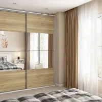 Armario de puertas correderas Flex 200 cm con espejo blanco/roble mauvella