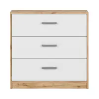Cómoda Matos 80 cm con 3 cajones roble wotan/blanco