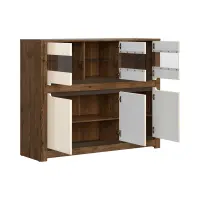 Vitrina Ruso 149 cm con 6 puertas roble april/brillo perlado