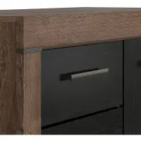 Cómoda Balin 112 cm con puertas y 3 cajones roble monastery/roble negro