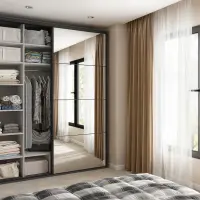 Armario de puertas correderas Flex 200 cm con espejo grafito/roble artisan