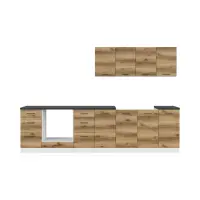 Conjunto de cocina Junona Line 300 cm roble delano claro con encimera