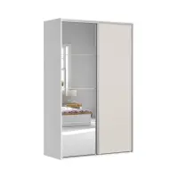 Armario de puertas correderas Flex 150 cm con espejo blanco/cachemira
