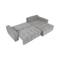 Sofá rinconera derecho Chill_Me convertible con arcón, chenilla gris