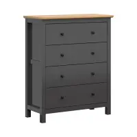 Cómoda Hesen 101 cm con 4 cajones grafito/roble artisan