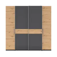 Armario de puertas correderas Fabio 215 cm grafito/roble artisan