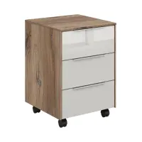 Cajonera de oficina Nevada 40 cm con 3 cajones roble flagstaff oscuro