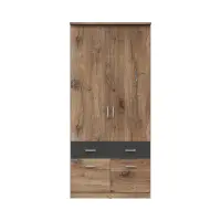 Armario de dos puertas Brando-2 91 cm con cajones roble flagstaff oscuro