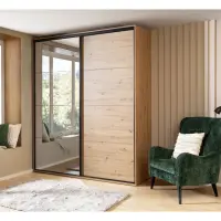 Armario corredero Flex 200 cm con espejo roble artisan
