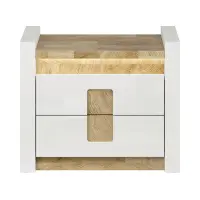 Mesita de noche Alameda 62 cm  con cajones blanco brillo/roble westminster