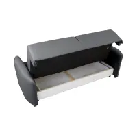 Sofá cama de tres plazas Akaro plegable con contenedor, terciopelo gris