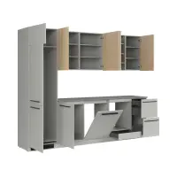 Conjunto de cocina Milino Medium A 285 cm gris/roble con encimera