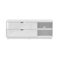 Mueble RTV Forn 156 cm con 2 cajones y estante blanco brillo