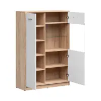 Vitrina Nepo Plus 90 cm con 2 puertas roble sonoma/blanco