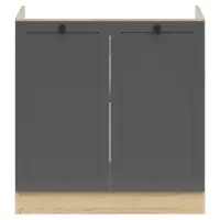 Mueble de cocina bajo fregadero Junona Line 80 cm con 2 puertas roble bernstein/grafito