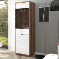 Vitrina Forn 64 cm con 2 puertas roble delano oscuro/blanco brillo