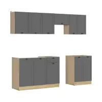 Conjunto de cocina Junona Line 230 cm grafito sin encimera