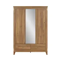 Armario de dos puertas Bergen 144 cm con espejo y cajón alerce sibiu dorado