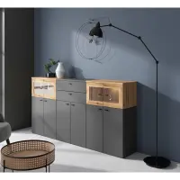 Vitrina System 64 con 2 puertas roble coast evoke