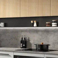 Iluminación LED con estante de 225 cm para cocina Milino negro