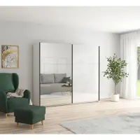 Armario de puertas correderas Tetrix 220 cm con espejo blanco brillo