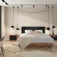 Toaletka z oświetleniem Forn 90 cm z szufladą dąb delano ciemny/czarny