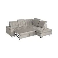 Sofá rinconera derecha Aragon convertible con reposacabezas y asiento regulables beige