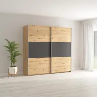 Armario de puertas correderas Saturn 218 cm roble artisan/grafito
