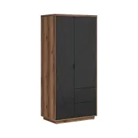 Armario de dos puertas Forn con cajones roble delano oscuro/negro mate