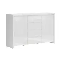 Cómoda Larios 143 cm con 2 puertas y 4 cajones blanco brillo