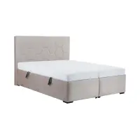 Cama tapizada Bora 160x200 con contenedores y somieres taupe