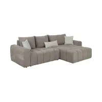 Sofá rinconera derecho Chill_Me convertible con arcón de chenilla marrón