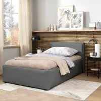Cama tapizada Nedin 90x200 gris