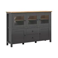 Aparador Hesen 186 cm vitrina con 5 puertas y 2 cajones grafito/roble artisan