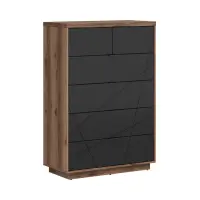 Cómoda Forn 90 cm con 6 cajones roble delano oscuro/negro mate