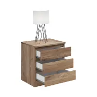 Mesita de noche Saturn 45 cm con 3 cajones roble flagstaff oscuro
