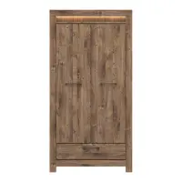 Armario de dos puertas Torin 102 cm con cajón roble ribbeck marrón