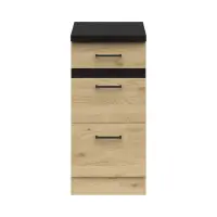 Armario de cocina inferior Junona Line 40 cm con cajones roble bernstein con encimera