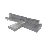 Sofá de esquina izquierdo Raul convertible con arcón gris