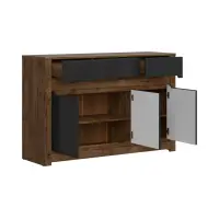 Cómoda Ruso 149 cm con 3 puertas y 3 cajones roble april/negro mate