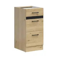 Armario bajo de cocina Junona Line 40 cm con 3 cajones roble bernstein