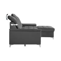 Sofá rinconera derecho Ariado convertible con arcón de terciopelo gris