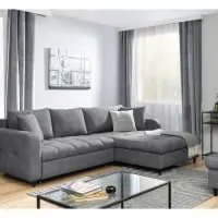 Sofá rinconera universal Twist New desplegable con arcón gris