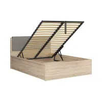 Cama Tetrix 140x200 con somier y contenedor roble sonoma