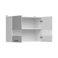 Armario de cocina superior Junona Line 80 cm de dos puertas con vitrina gris claro brillo