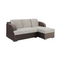 Sofá rinconera universal Merin con función de cama y 2 arcones marrón