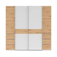 Шкаф-купе Fabio 215 см с ящиками дуб артизан/белый